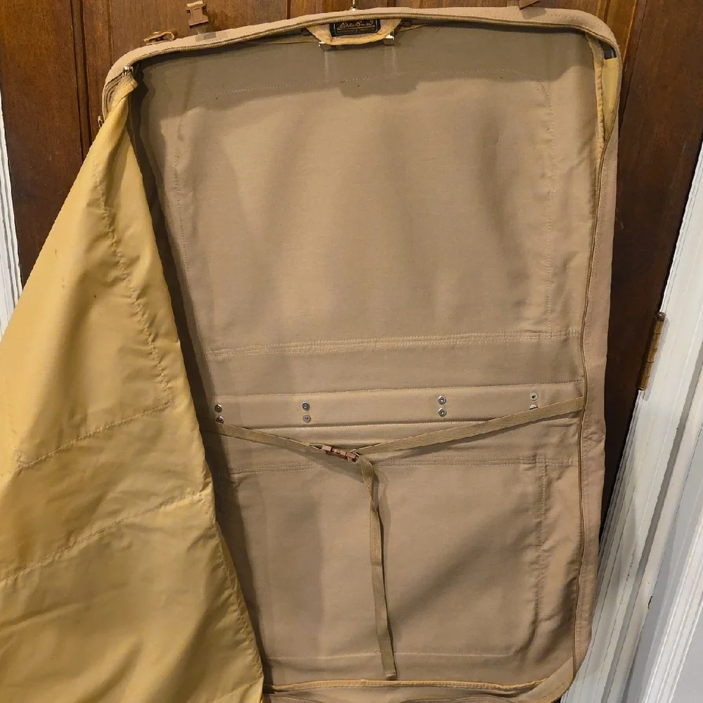 Vintage Eddie Bauer Edition Ford Canvas & Leather Garment Bag Luggage Travel Bag